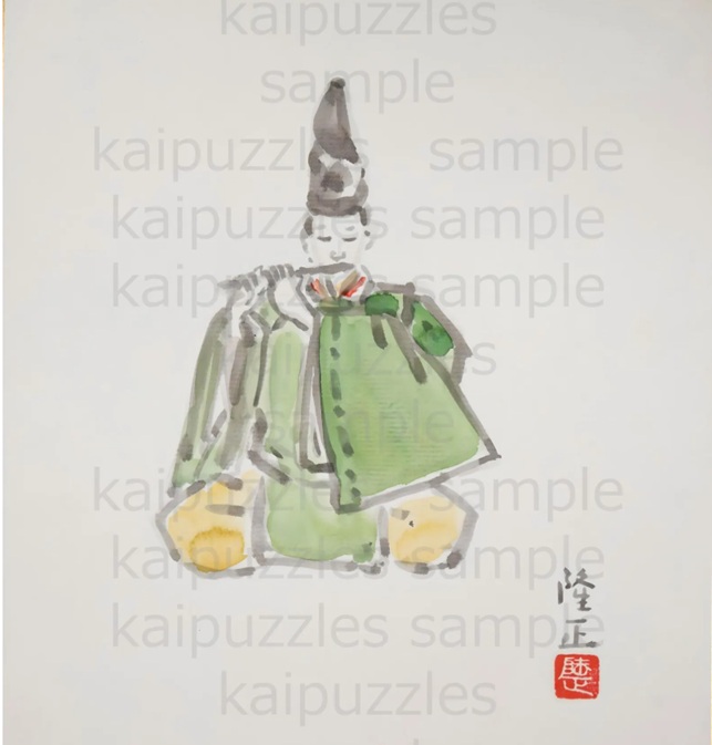 雅楽奏者水彩画